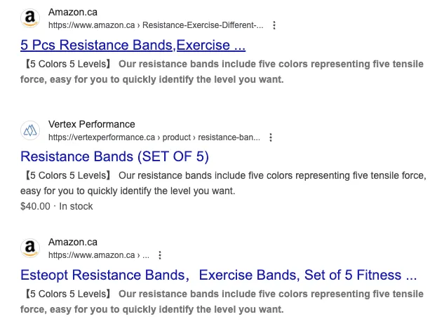Duplicate descriptions in Google Search