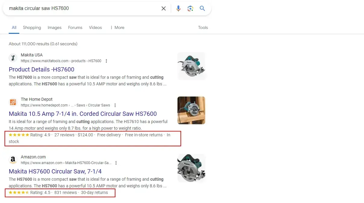 rich results google search