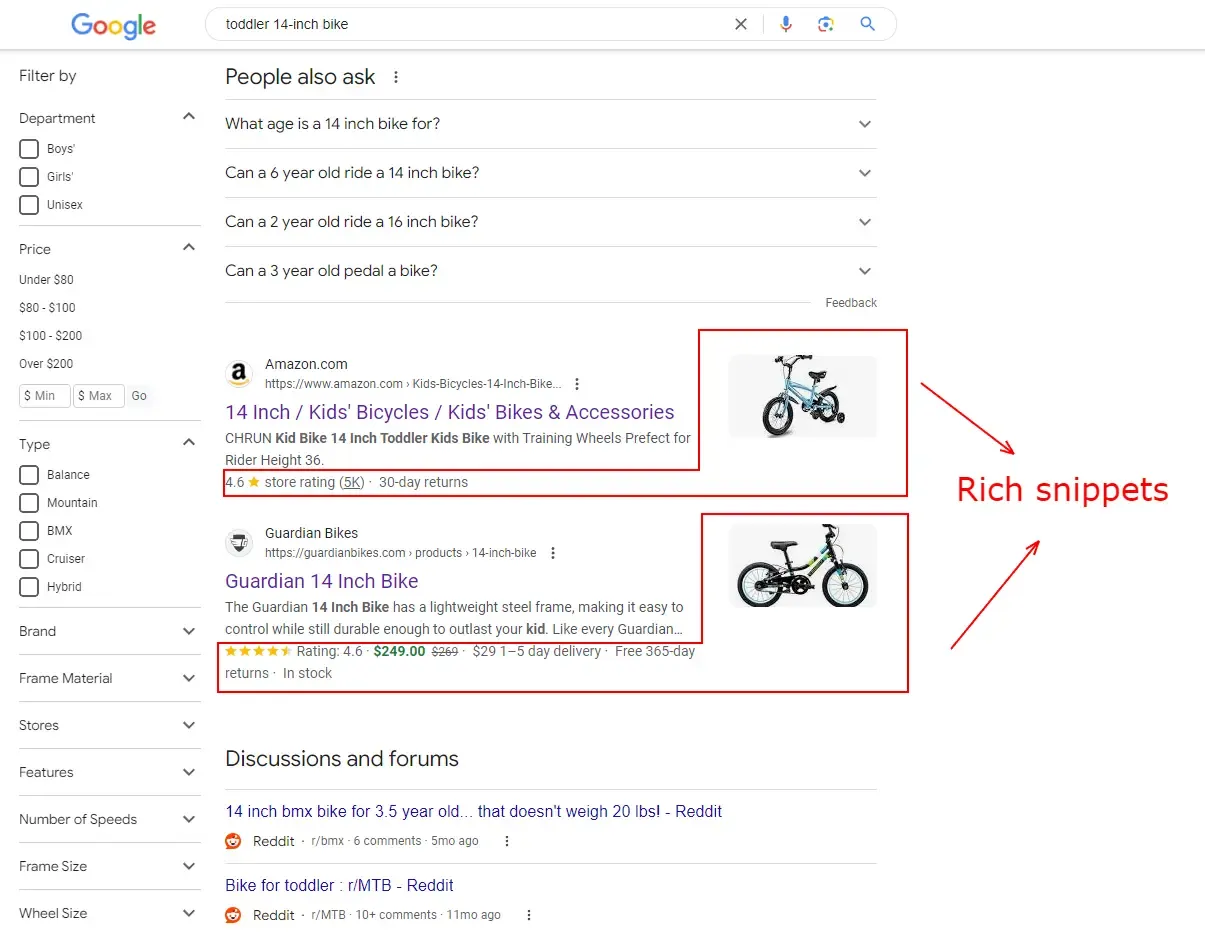 rich snippet 14 inch toddler bike