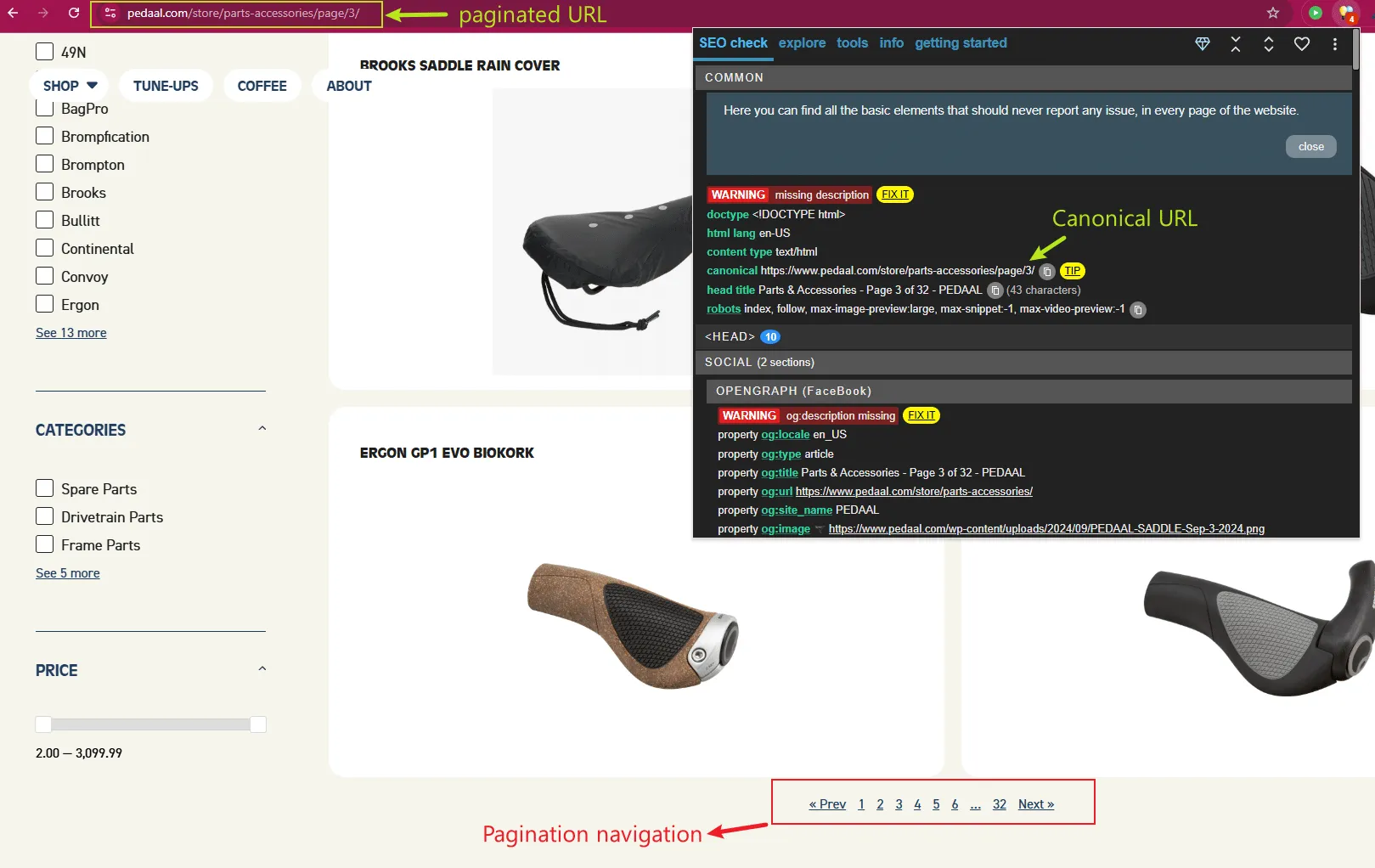 Pedaal category page pagination