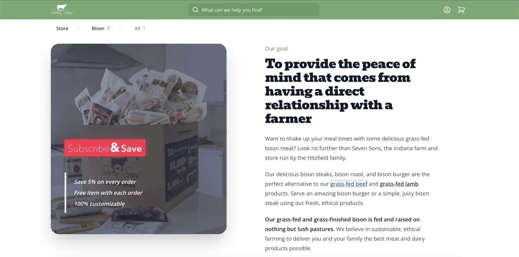 Category Page for Ecommerce Food Store