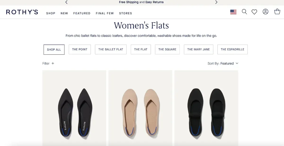 Rothys store screenshot