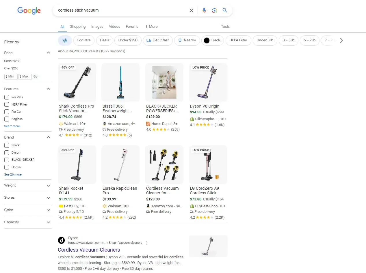 ecommerce SERP merchant listings