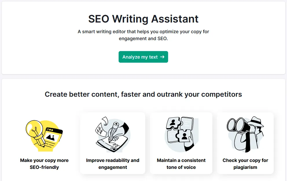 Semrush SEO Assistant content writing tool screenshot