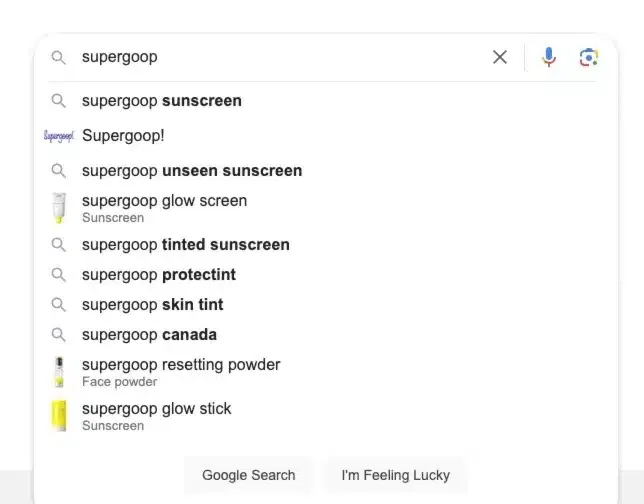 Supergoop search