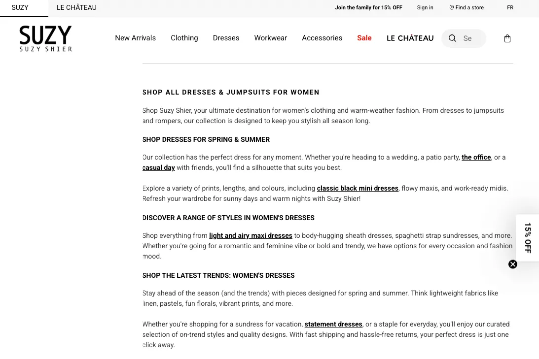 Suzy Shier internal linking