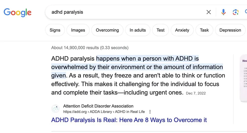 adhd paralysis serp