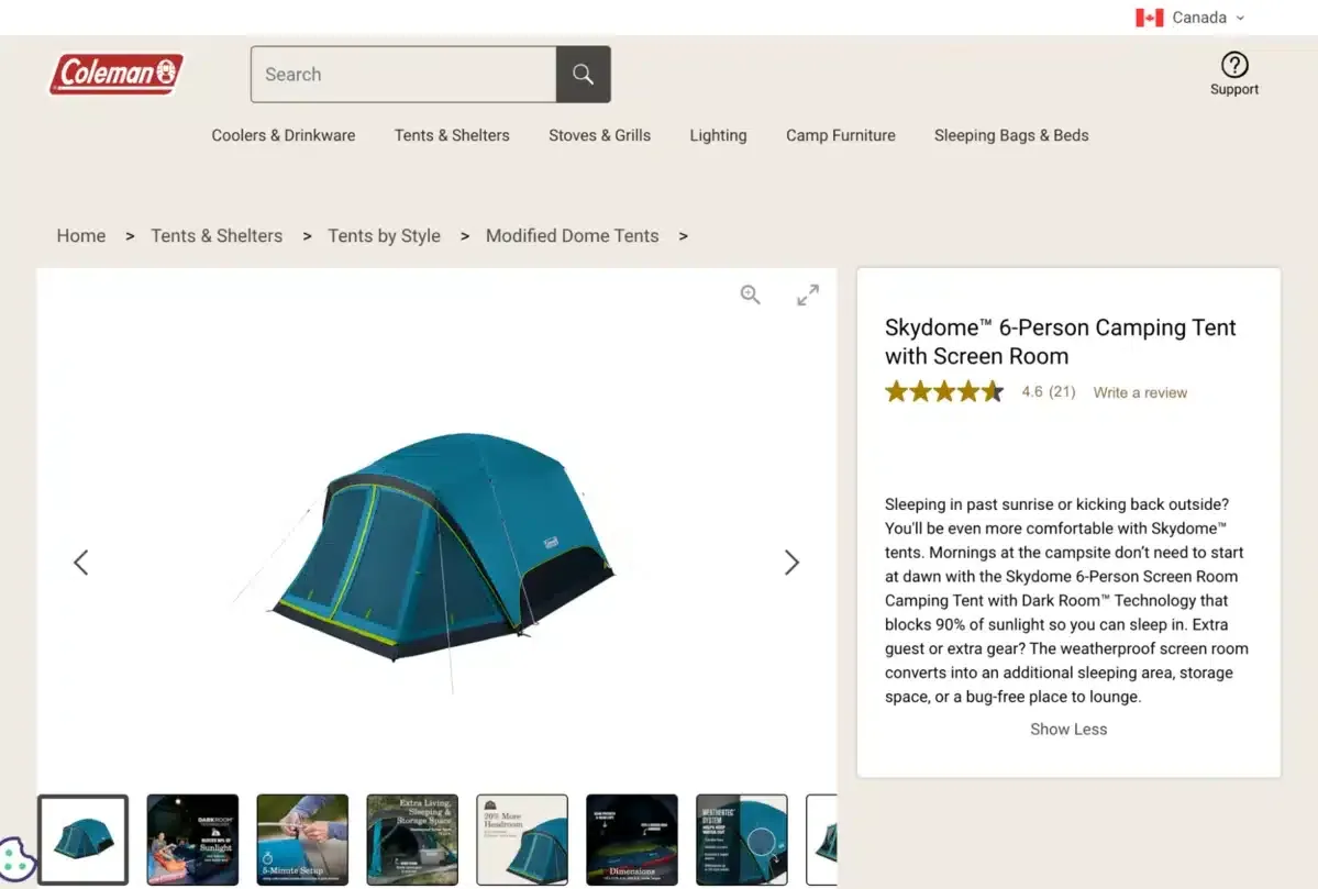 Coleman product page