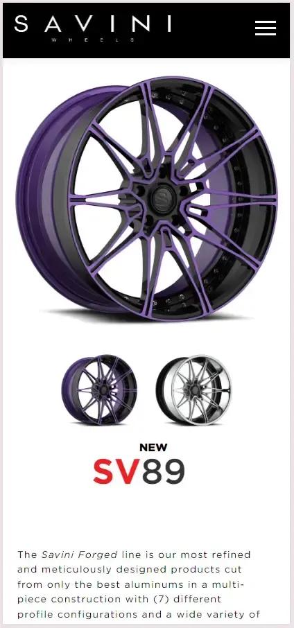 Savini Wheels Product Page screenshot