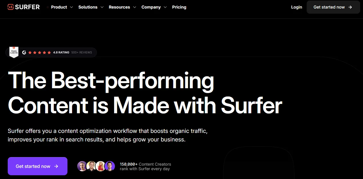 Surfer SEO content writing tool screenshot