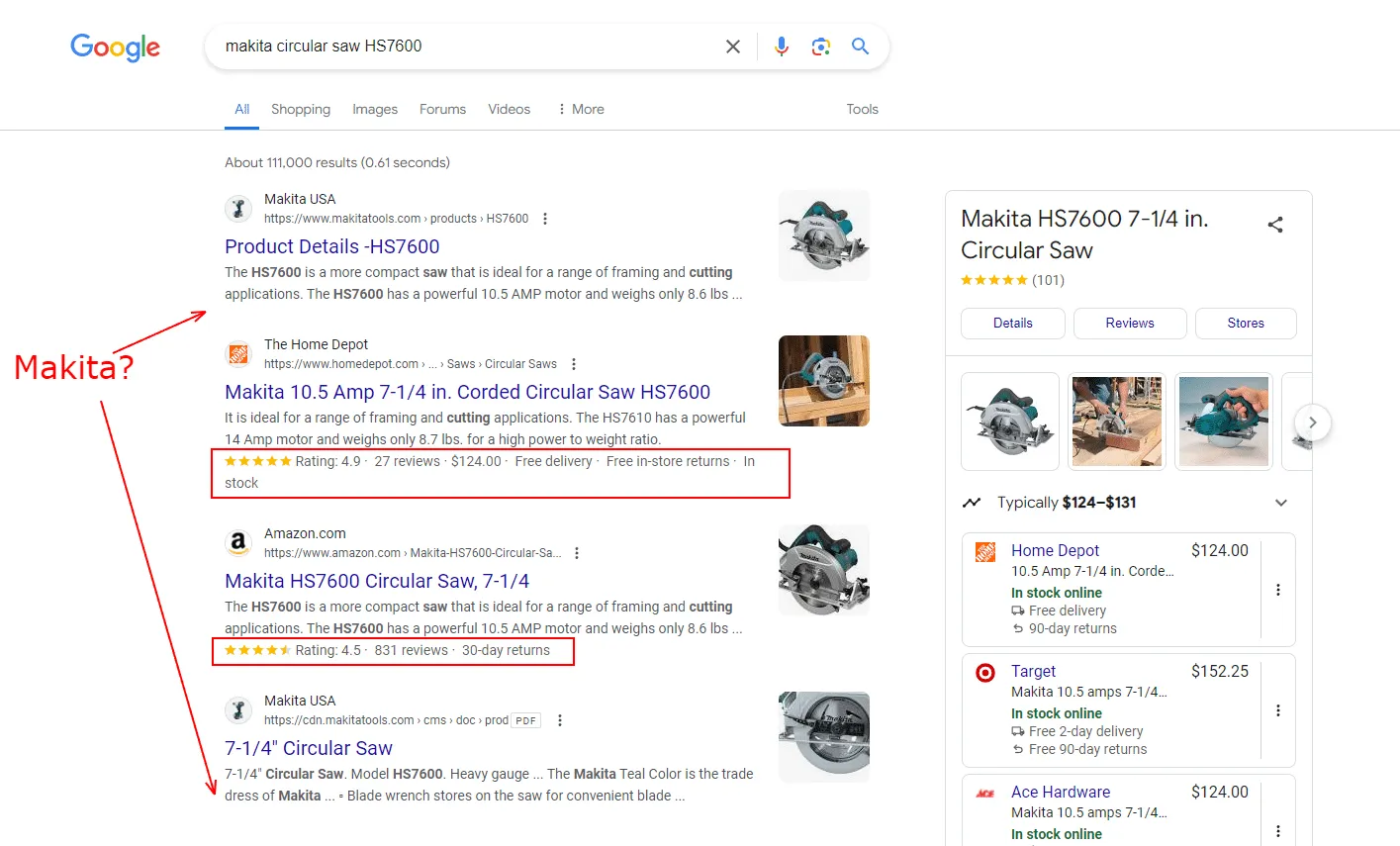 rich results makita circular saw