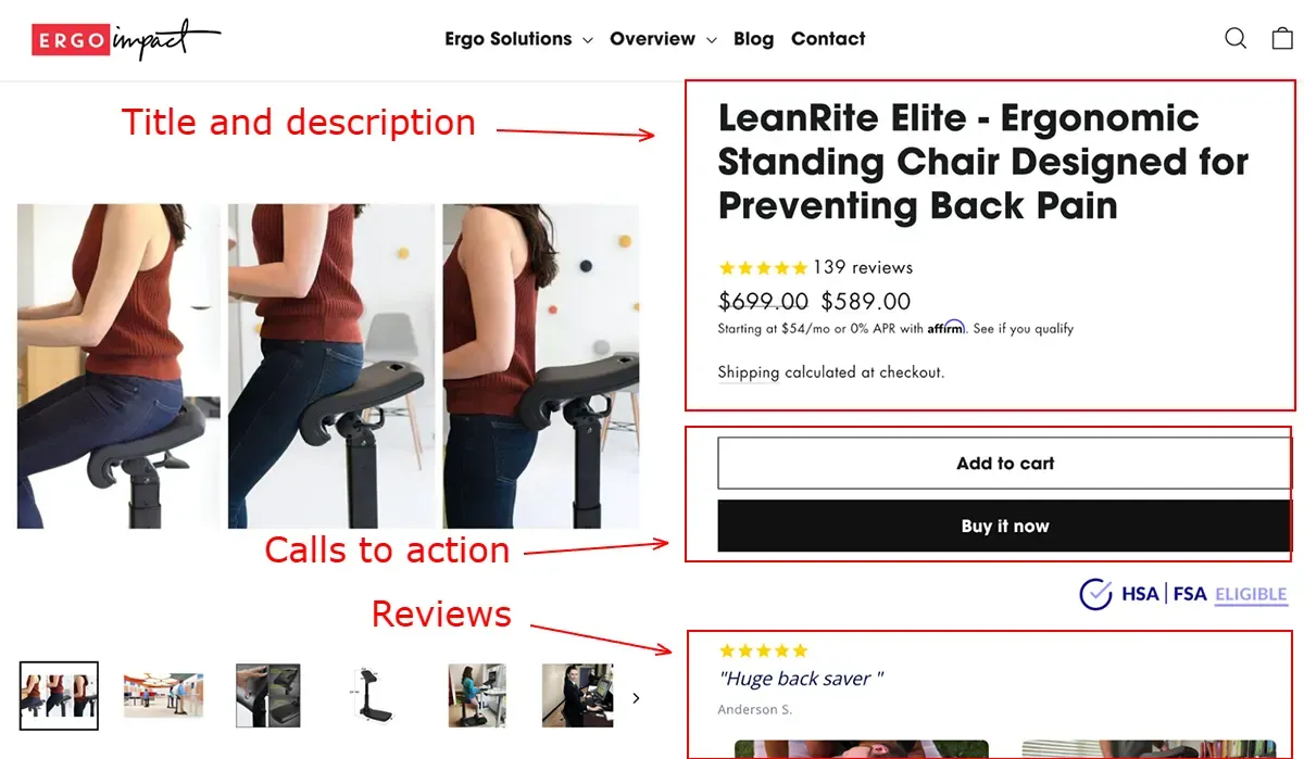 Ergo Impact product page