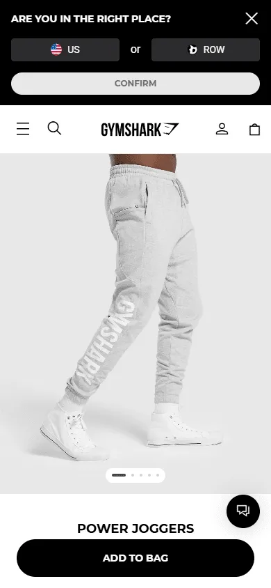 Gymshark mobile website