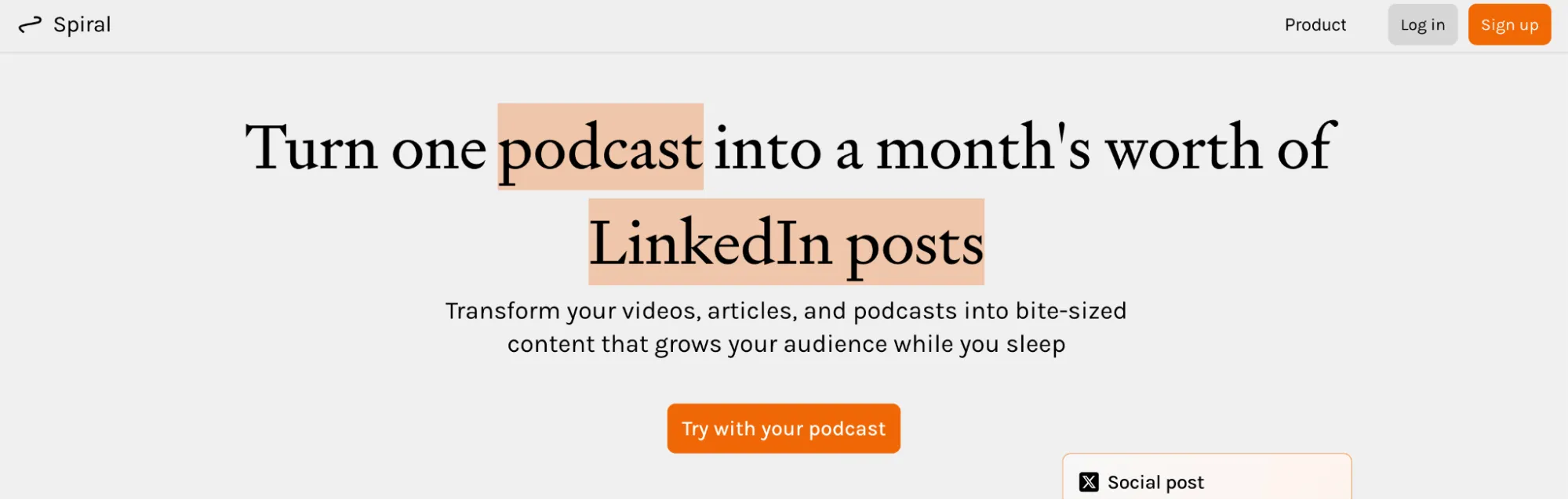 Spiral content repurposing tool