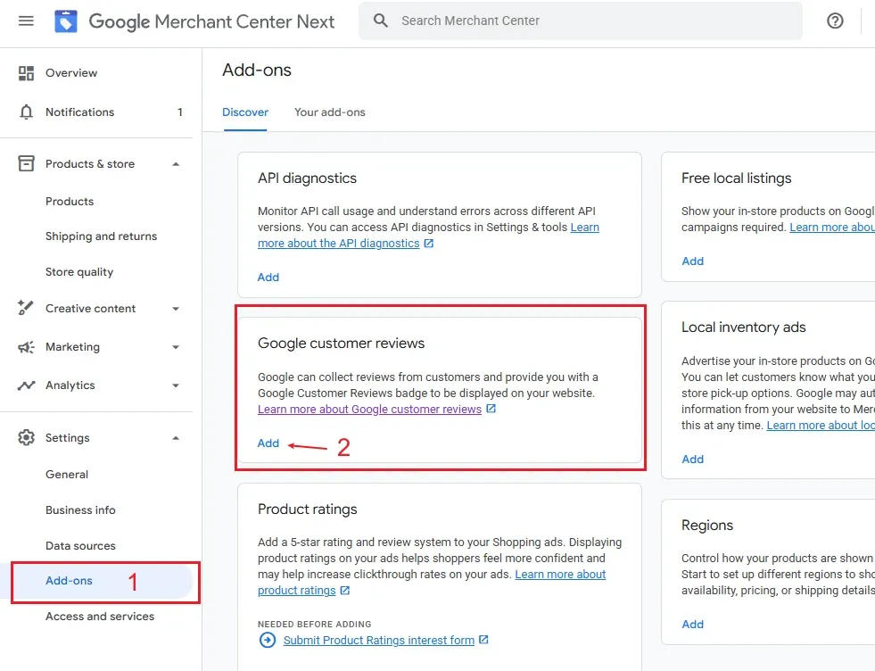 Add Google Customer Reviews to GMC
