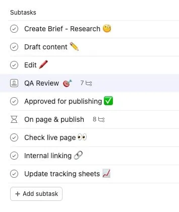 Asana Content Checklist