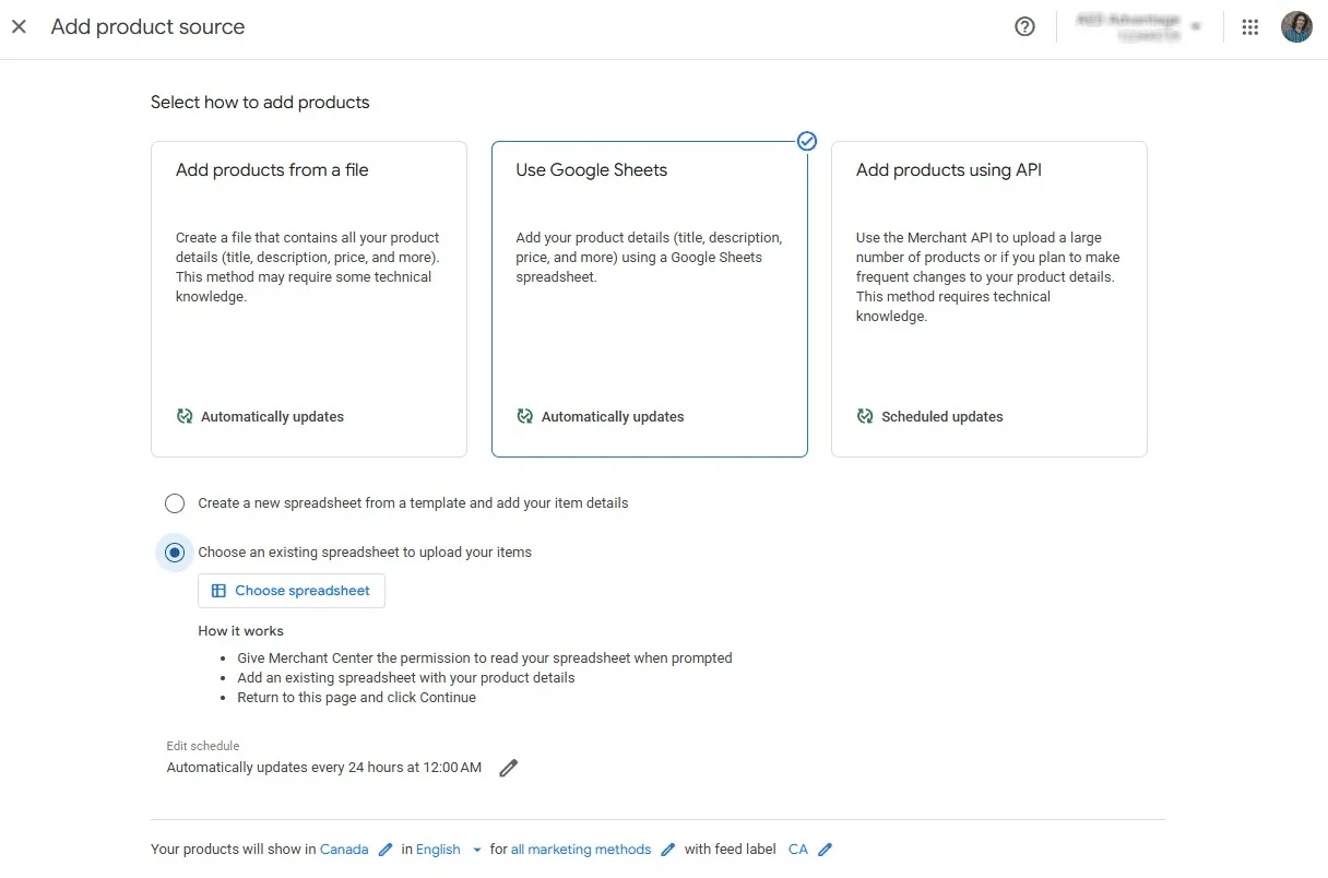 GMC Create a Product Feed