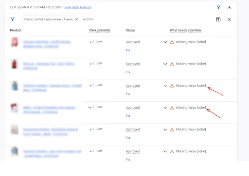 GMC - Missing Apparel Attributes 2