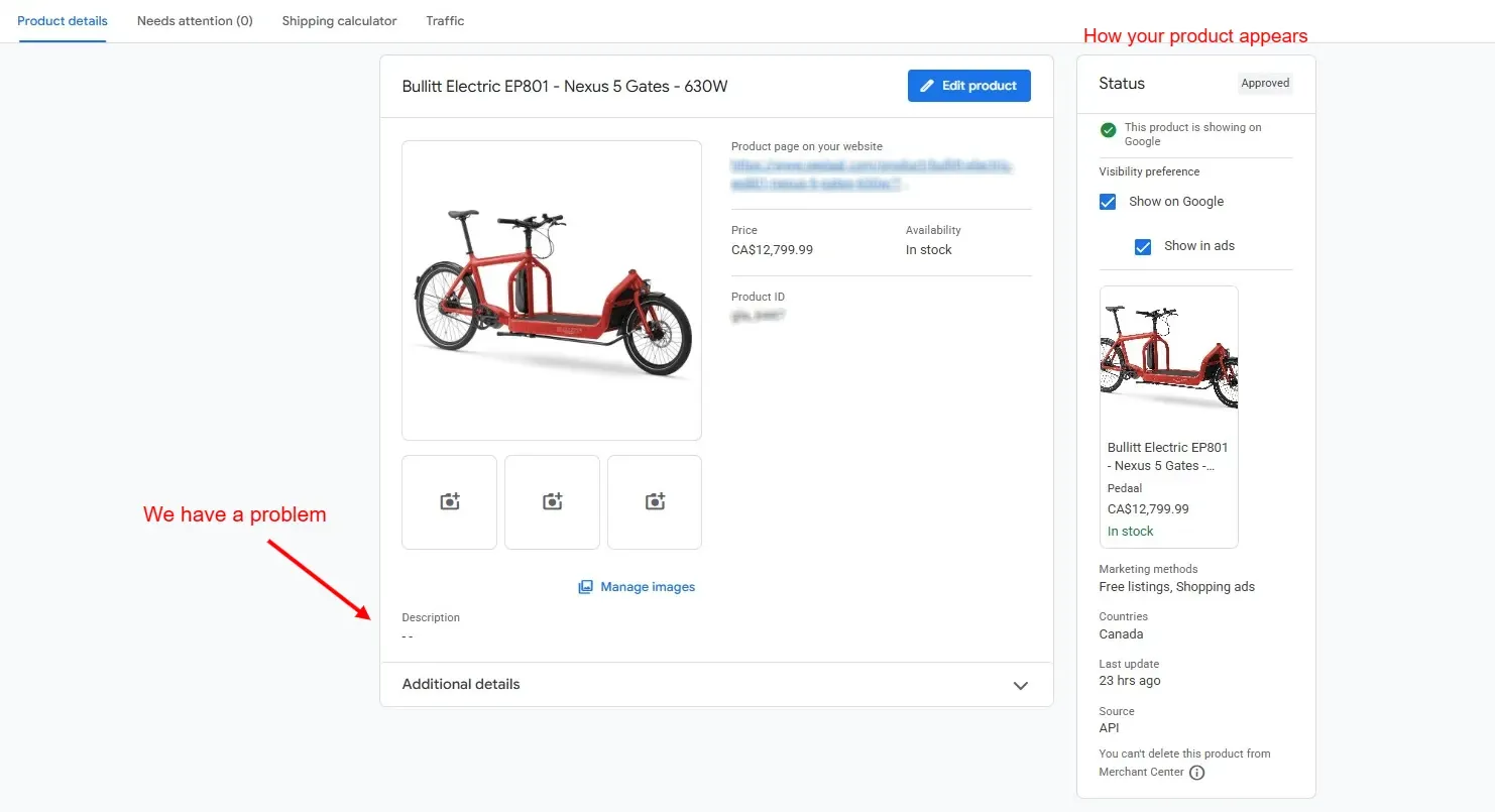 Google Merchant Center interface