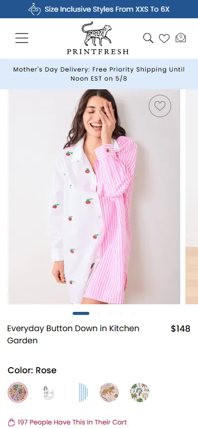 Printfresh Product Page Mobile