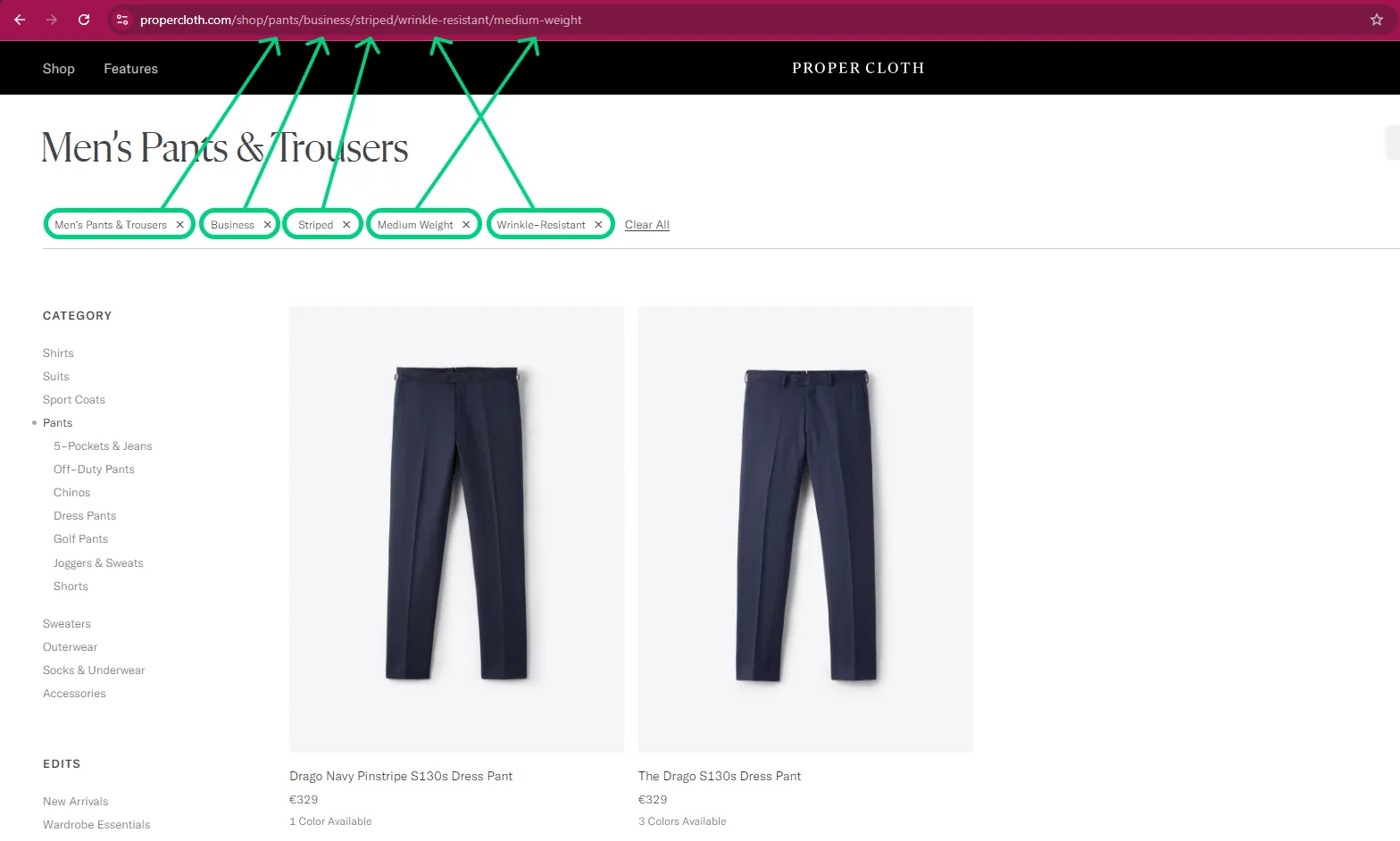 Proper Cloth Dynamic URLs