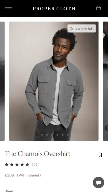 Proper cloth Product page mobile