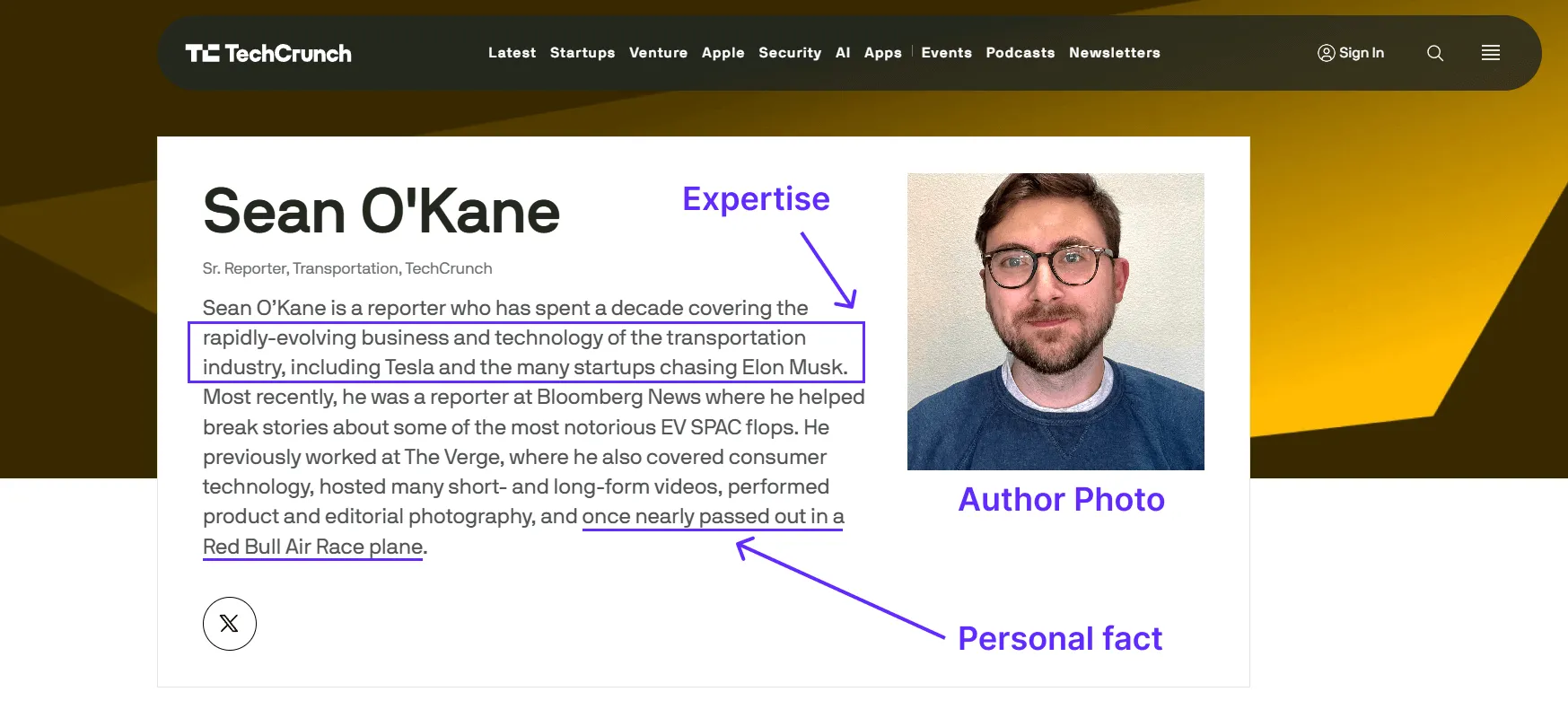 Sean O'Kane TechCrunch author bio