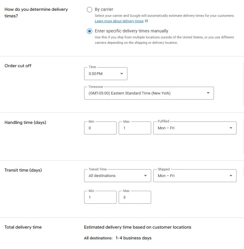 Store Quality - Shipping policies