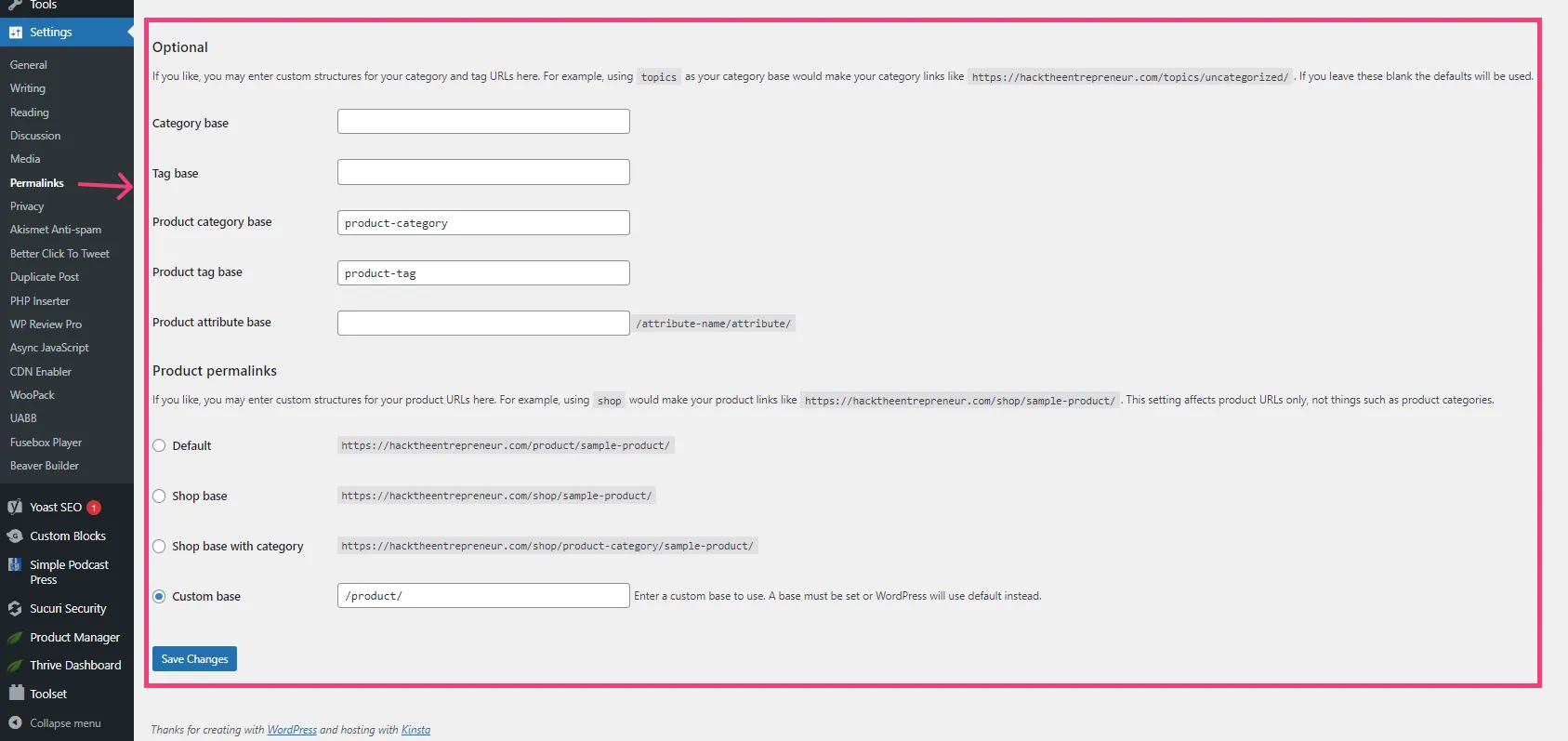 WooCommerce Ecommerce URL Structure
