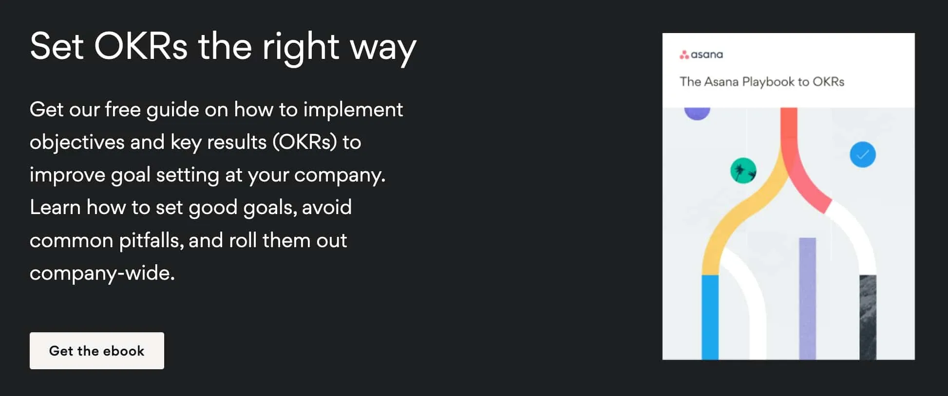 Asana OKR ebook landing page with the headline Set OKRs the right way
