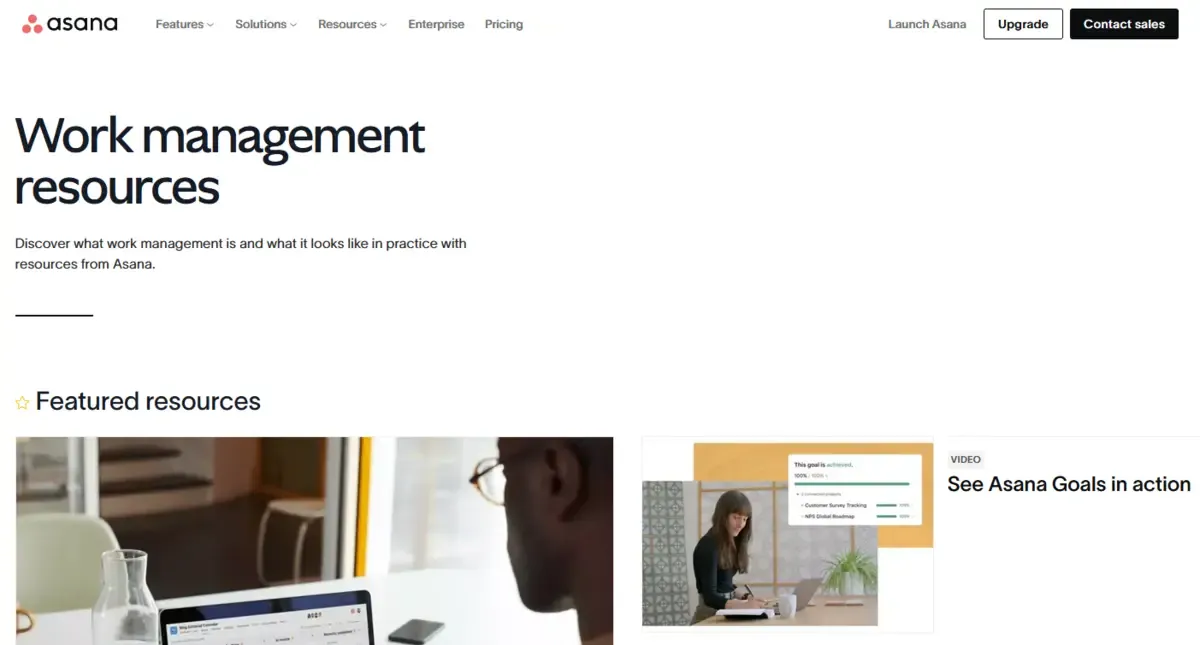 Asana Work Management Resources screenshot