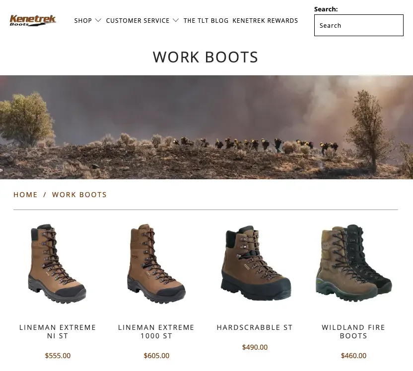 Kenetrek’s Work Boots category page
