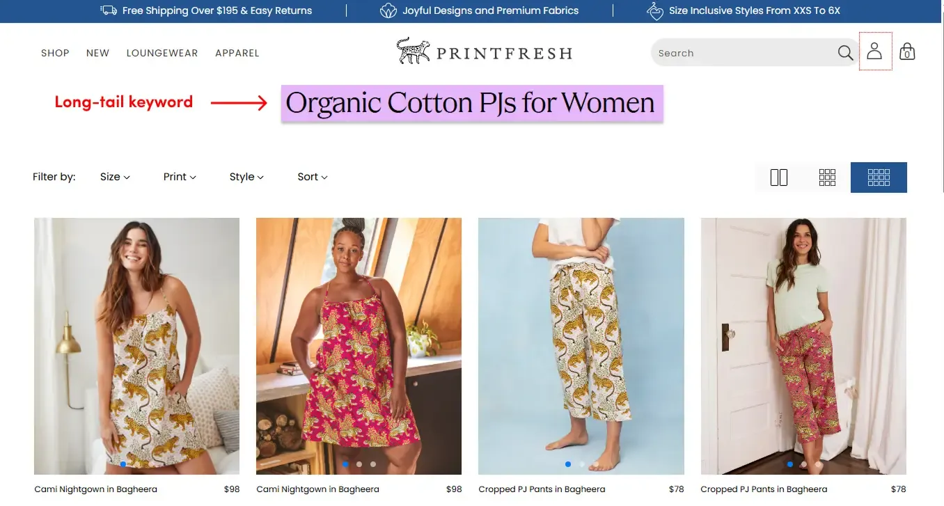 Print Fresh Category Pages Example