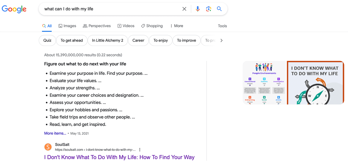 SoulSalt featured snippet for coaching-related search