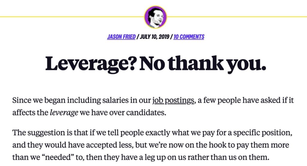 Leverage? No thank you! by Jason Fried