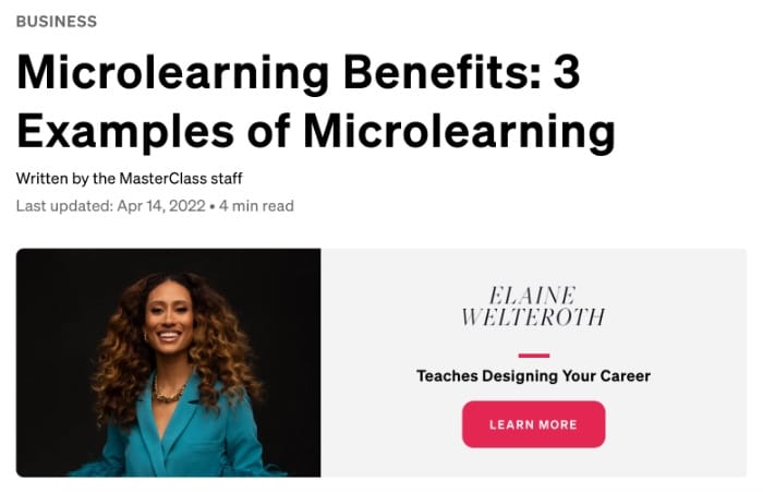 Microlearning Benefits: 3 Examples of Microlearning by Elaine Welteroth