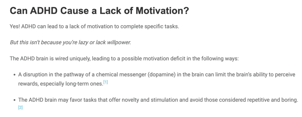 ADHD article screenshot