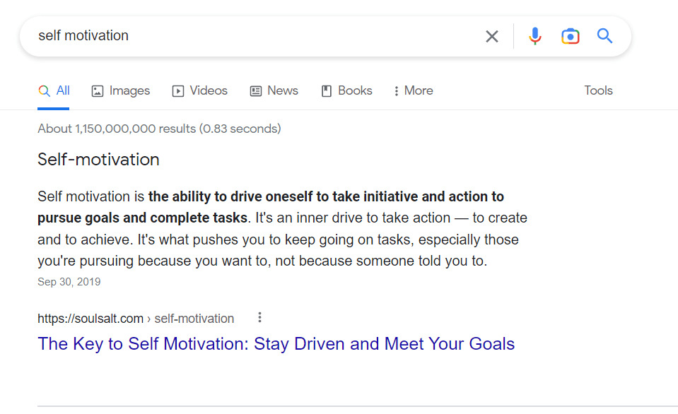 Featured snippet in Google Search