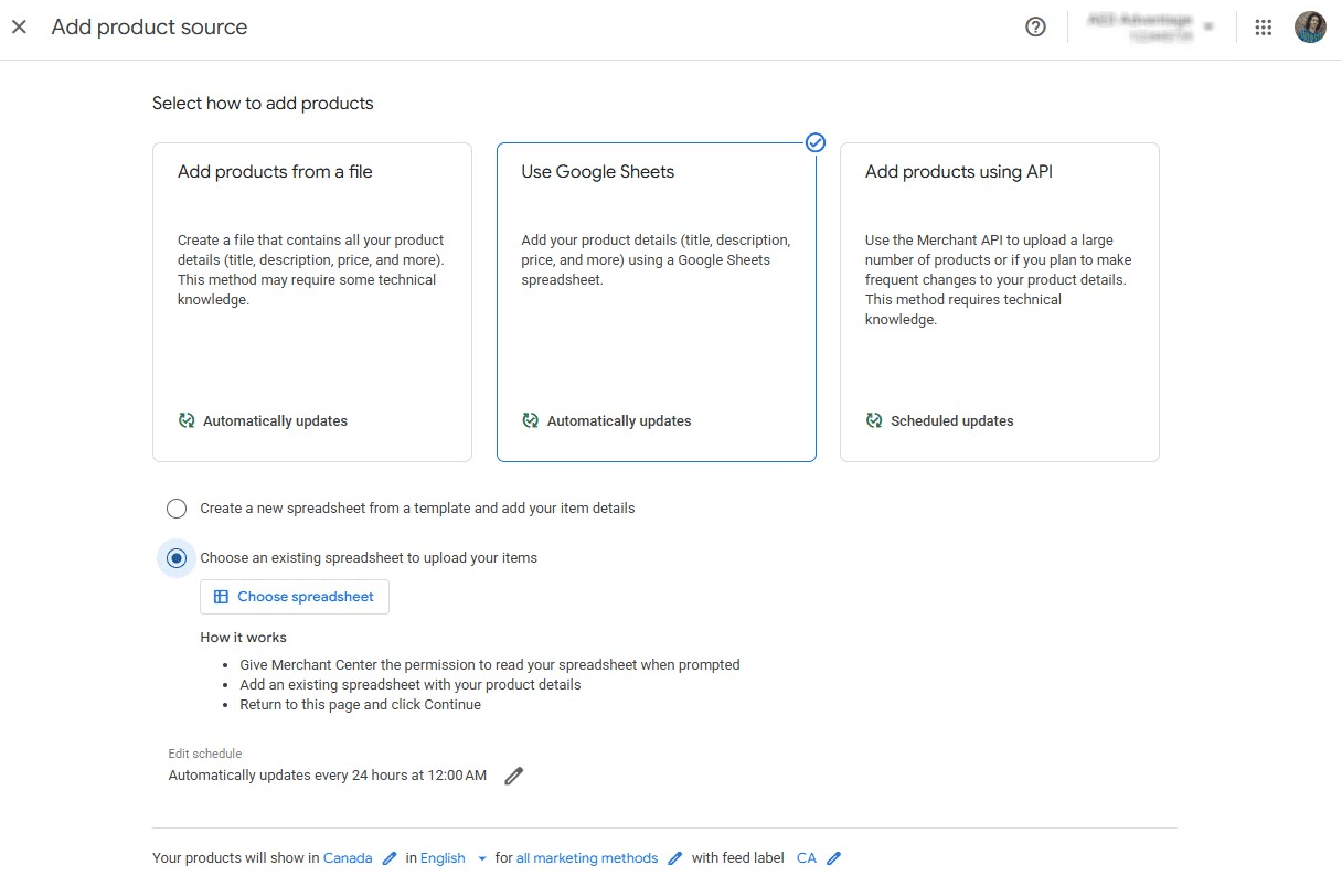 GMC Create a Product Feed