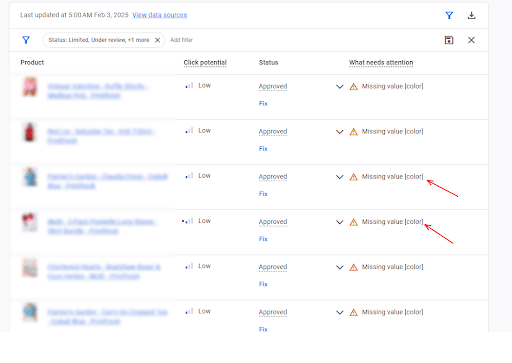 GMC - Missing Apparel Attributes 2